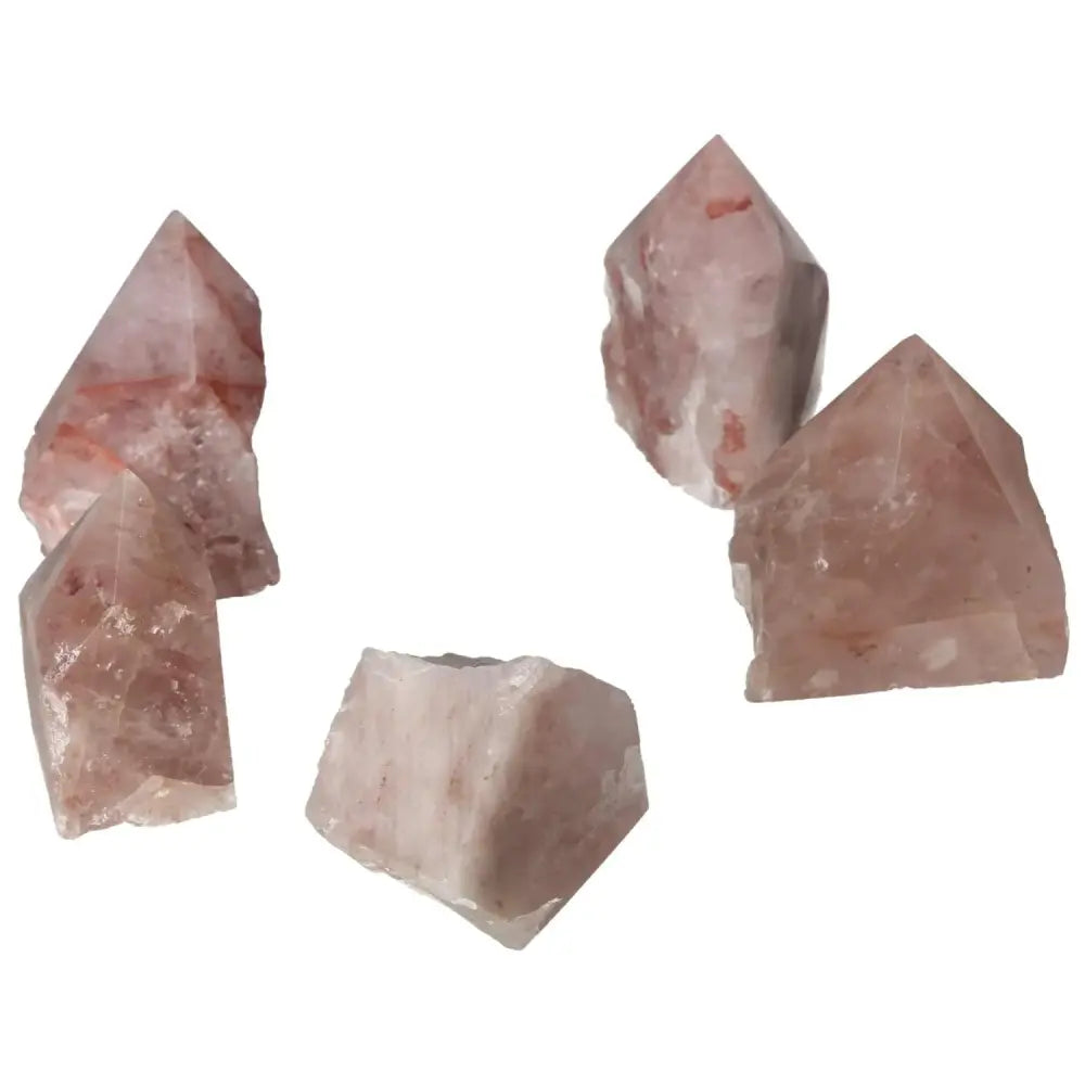 Polished Point Pink Hematoide Crystal Collection from Sylvia Crystals, showcasing radiant pink tones and luxury handpicked gemstones.