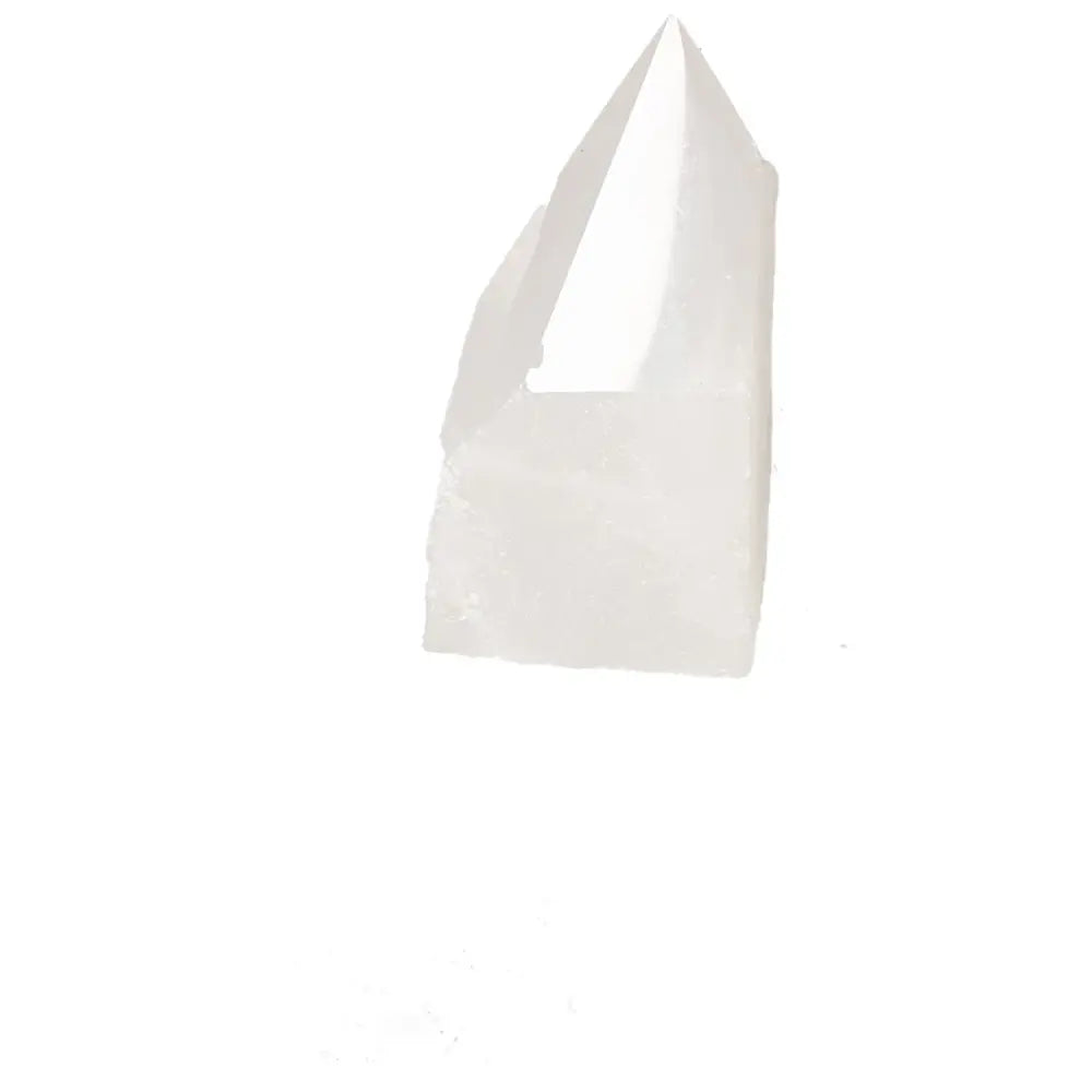 Polished Point Quartz S crystal from Sylvia Crystals for spiritual and aesthetic enhancement.