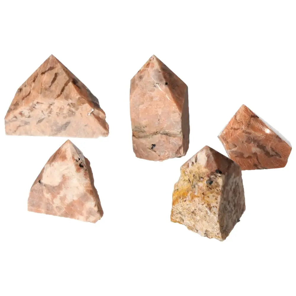 Set of polished quartz crystals with feldspar from Sylvia Crystals, enhancing creativity and balance.
