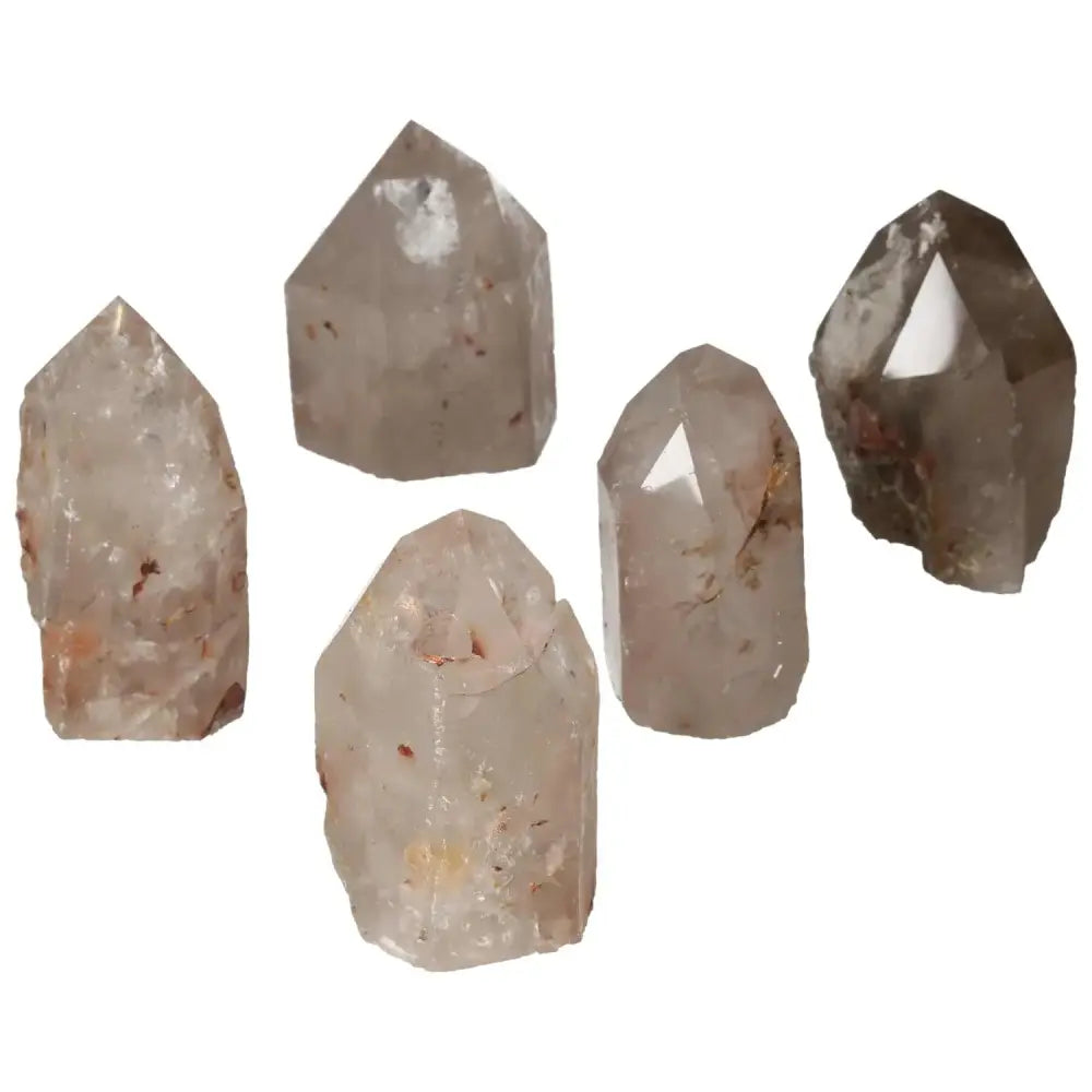 Polished Point Quartz with Hematite M, premium crystals by Sylvia Crystals for beauty and personal growth enhancement.