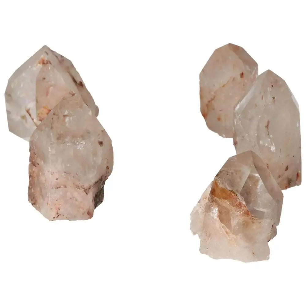 Polished Point Quartz with Hematite S, elegant Sylvia Crystals product showcasing natural beauty and metaphysical strength.