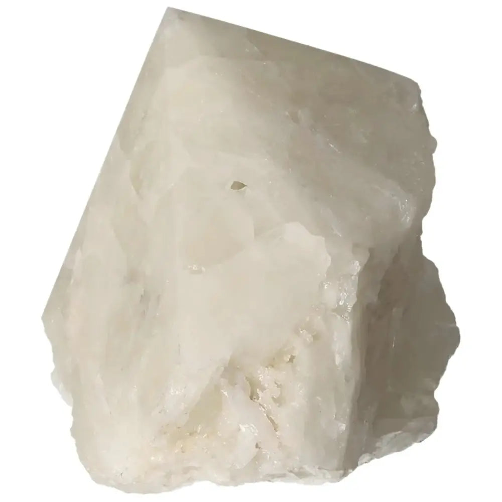 Polished Point Quartz with Sulphur crystal from Sylvia Crystals collection, features striking yellow sulfur inclusions.
