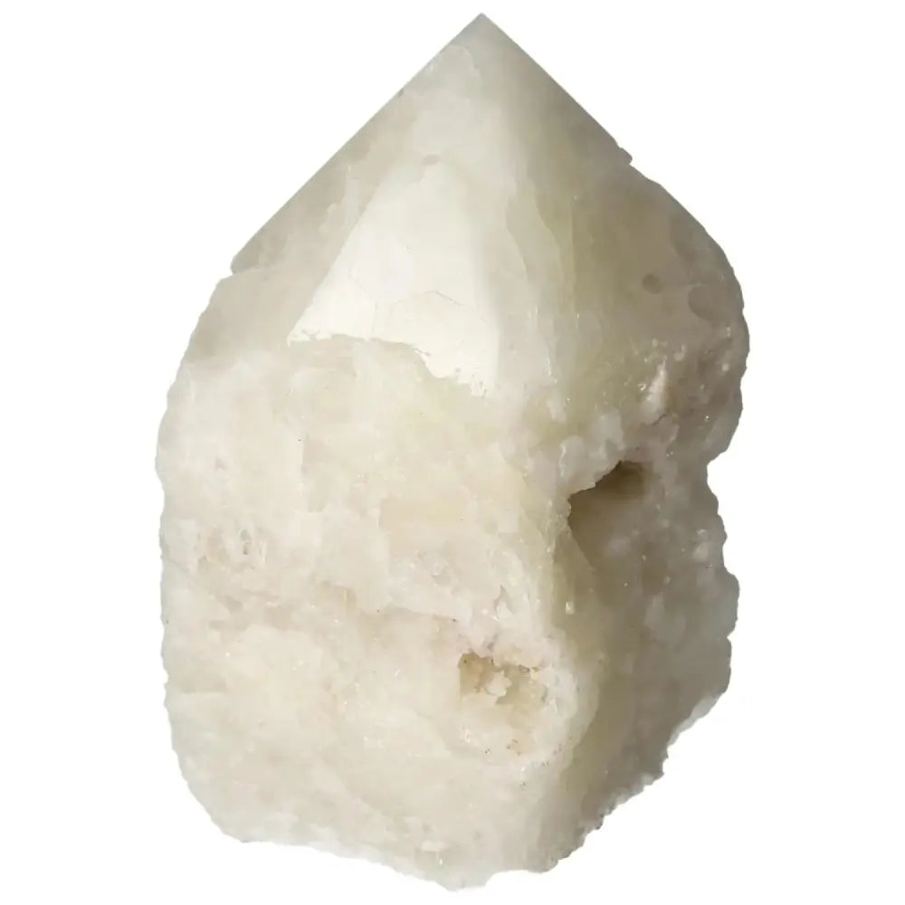 Polished Point Quartz with Sulphur gemstone, offering clarity and vibrant energy, ideal for crystal enthusiasts and healing purposes.