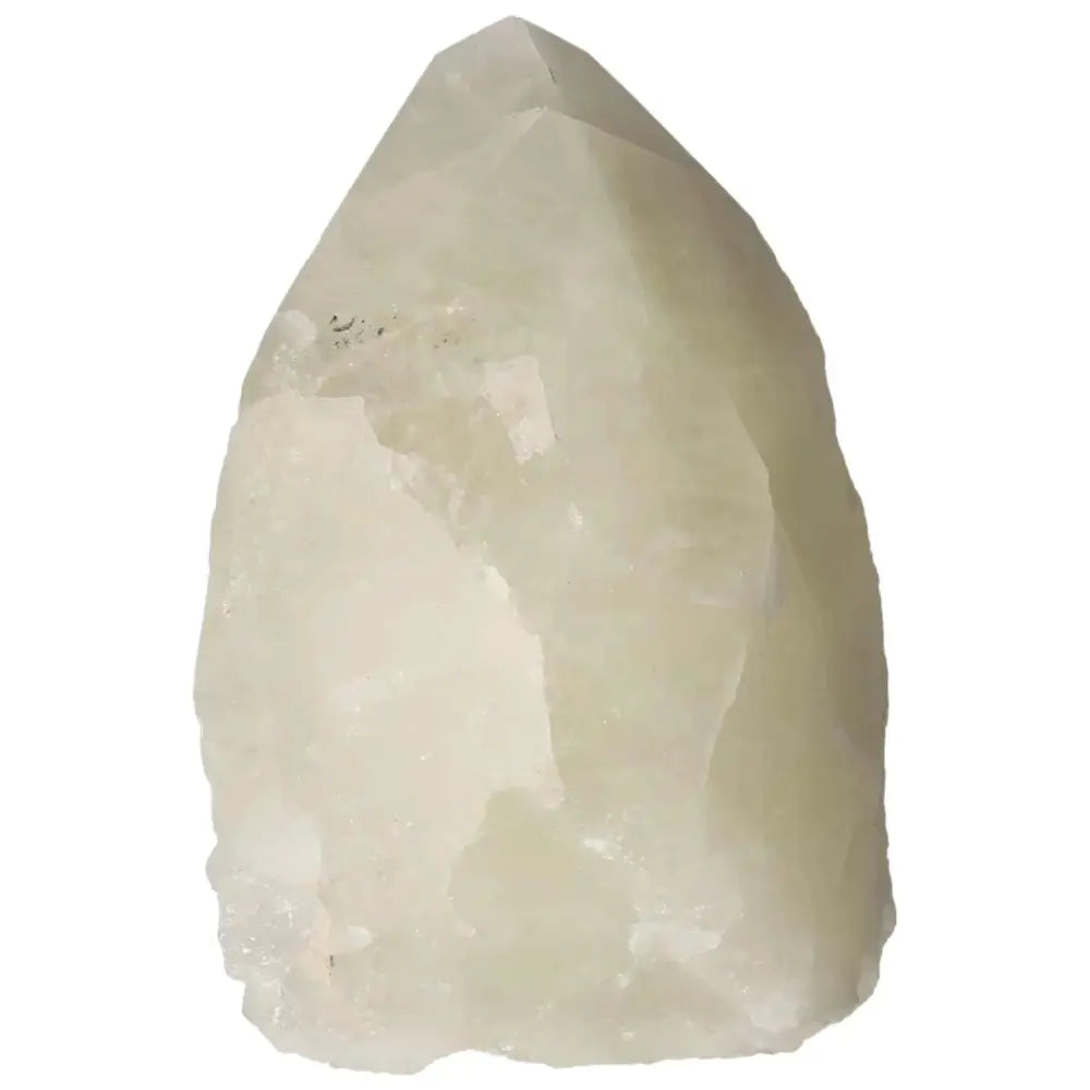 Polished Point Quartz with Sulphur crystal featuring natural inclusions, showcasing vibrant energy and clarity. Sylvia Crystals gemstone.