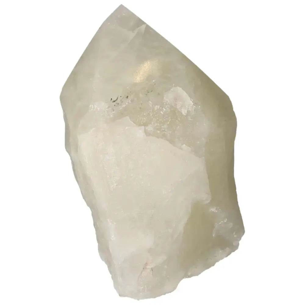 Polished Point Quartz with Sulphur gemstone showcasing natural inclusions and vibrant energy.