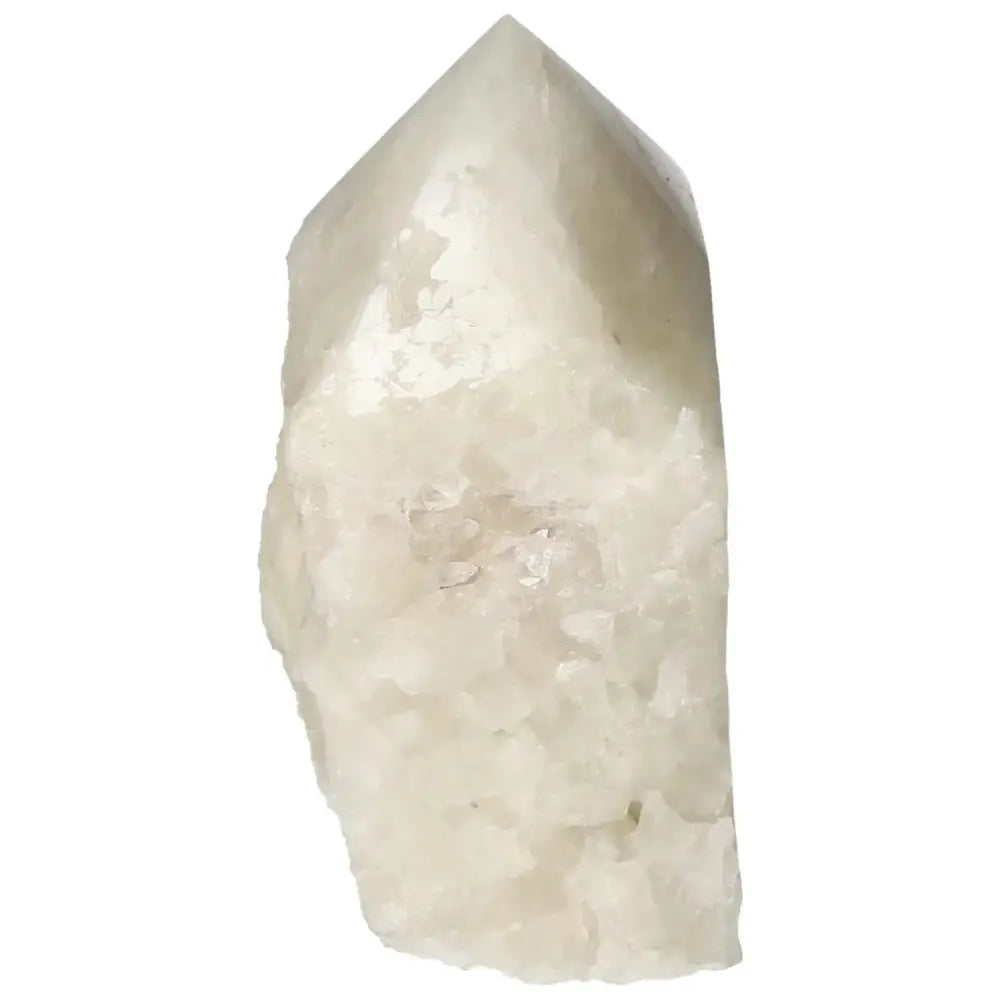 Polished Point Quartz with Sulphur from Sylvia Crystals, highlighting its luminous clarity and vibrant sulphur energy for healing.