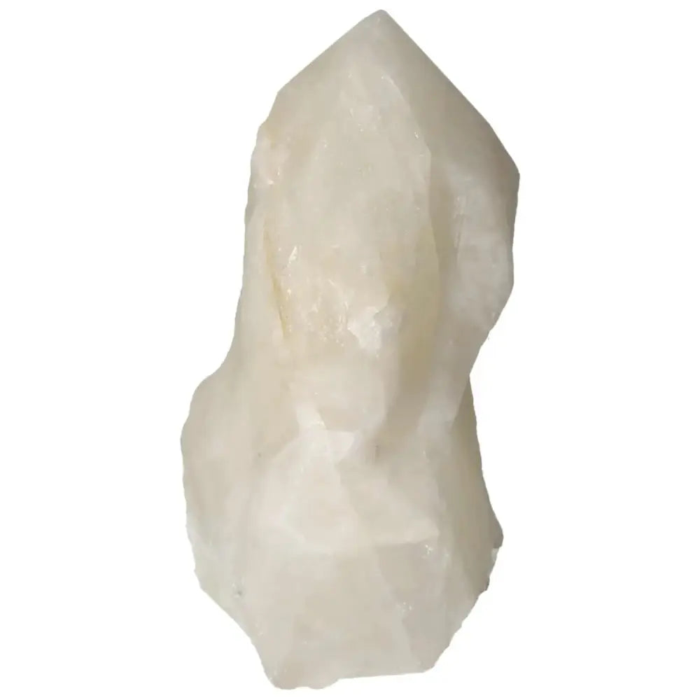 Polished Point Quartz with Sulphur crystal, showcasing clear quartz with vibrant sulphur inclusions from Sylvia Crystals.