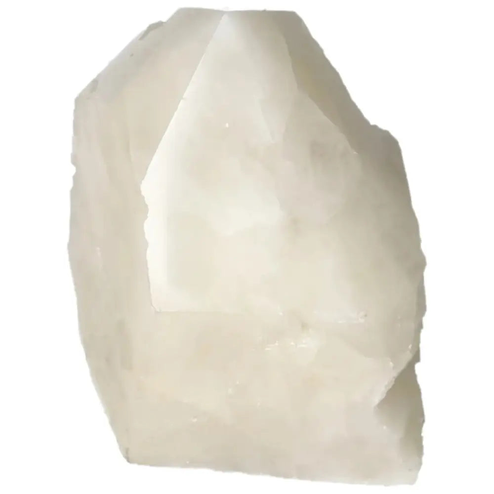 Polished point quartz crystal by Sylvia Crystals, showcasing classic allure and vibrant sulphur accents, perfect for collectors.