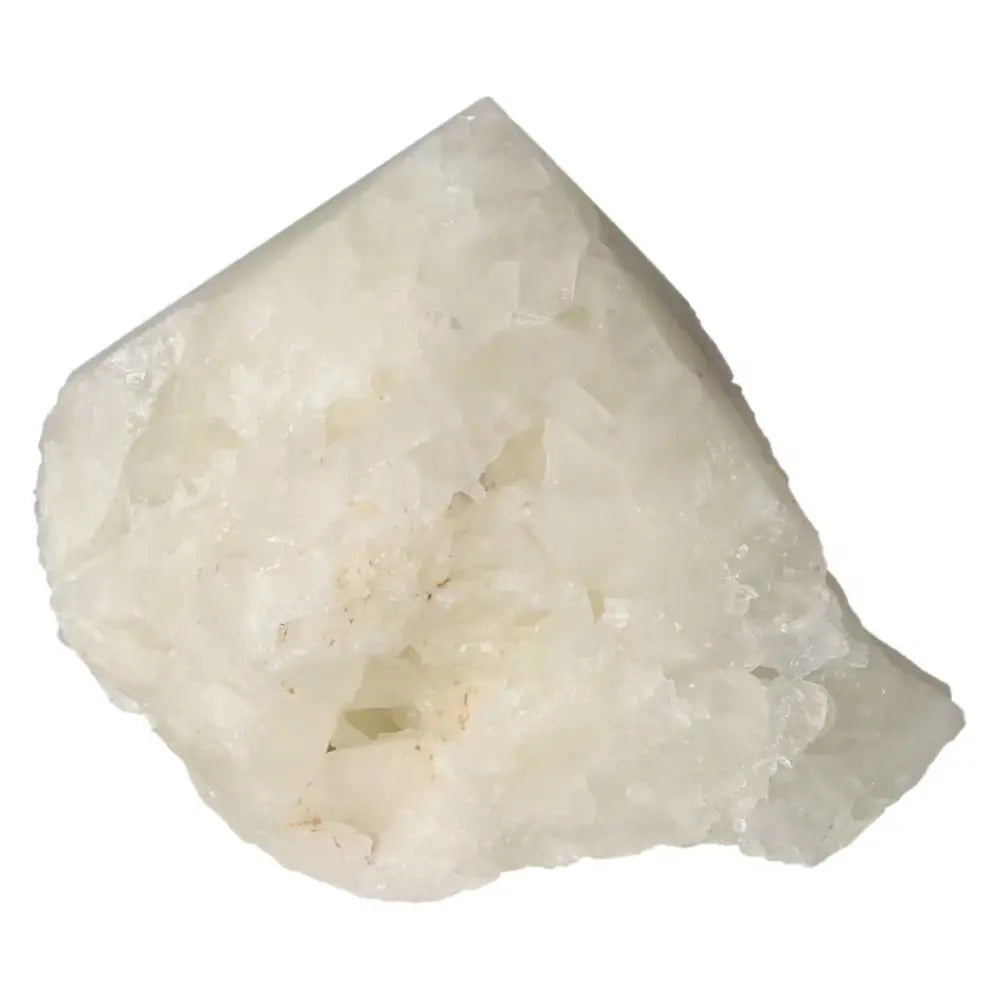 Polished Point Quartz With Sulphur crystal from Sylvia Crystals, showcasing its unique clarity and transformative energy properties.