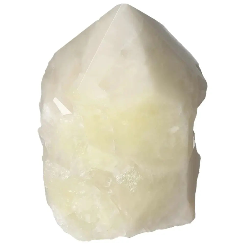 Polished Point Quartz with Sulphur crystal, elegant and vibrant, from Sylvia Crystals collection, enhancing aesthetic and spiritual ambiance.