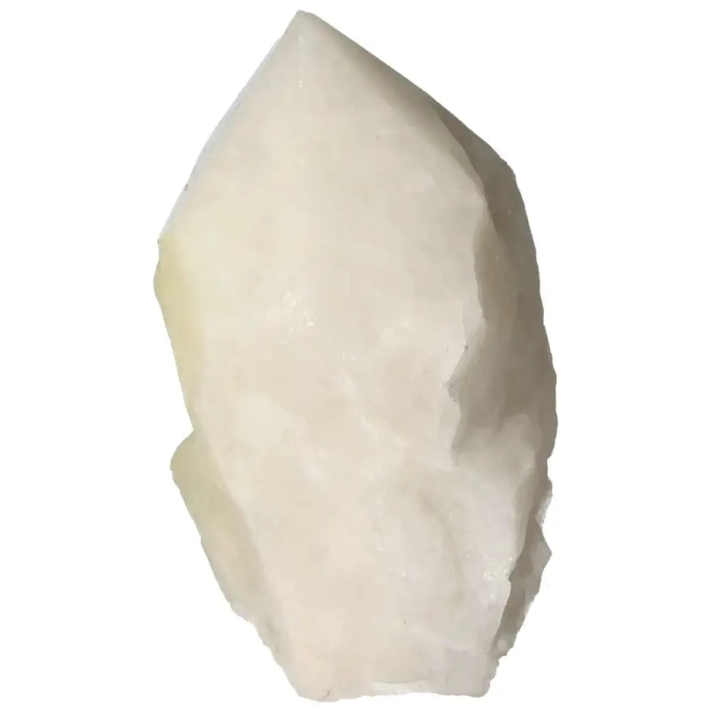 Polished Point Quartz with Sulphur crystal by Sylvia Crystals, showcasing its natural beauty and vibrant hues.