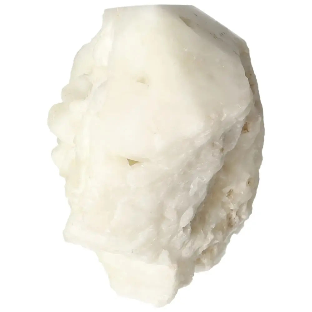 Polished white crystal with unique texture, embodies elegance and transformative energy, part of Sylvia Crystals' premium collection.