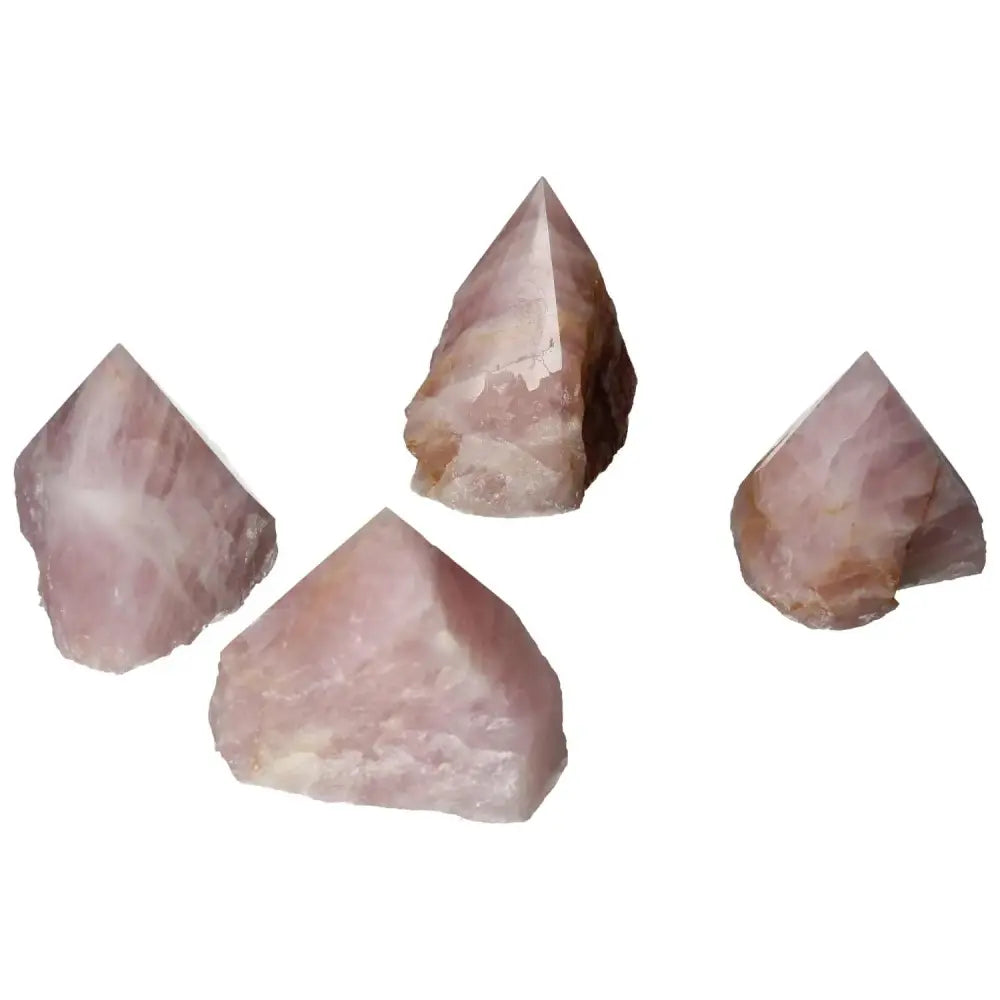 Polished Point Rose Quartz L gemstones, fostering love and healing energy, from Sylvia Crystals collection.
