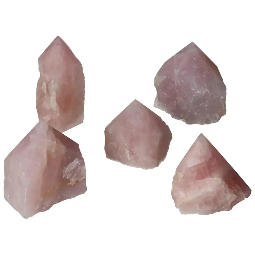 Polished Point Rose Quartz M stones from Sylvia Crystals, featuring premium handpicked gemstones with gentle, healing energy.