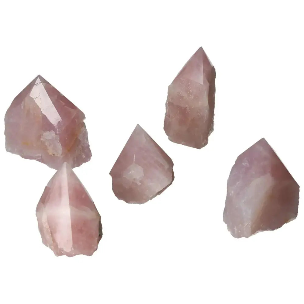 Polished Point Rose Quartz crystals cluster, premium Sylvia Crystals product, known for gentle and healing energy, luxury design