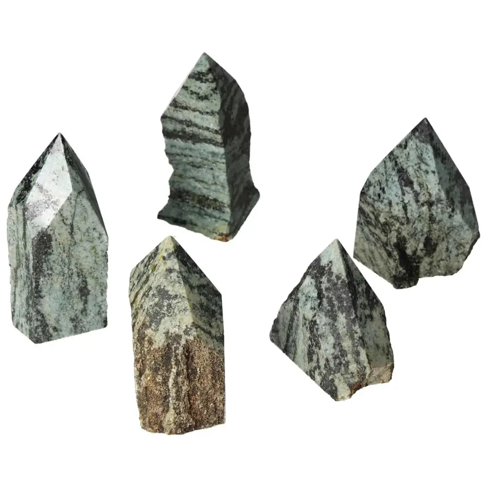 Polished Point Snake Jasper M crystals showcasing unique patterns, enhancing personal growth and spiritual insight from Sylvia Crystals.