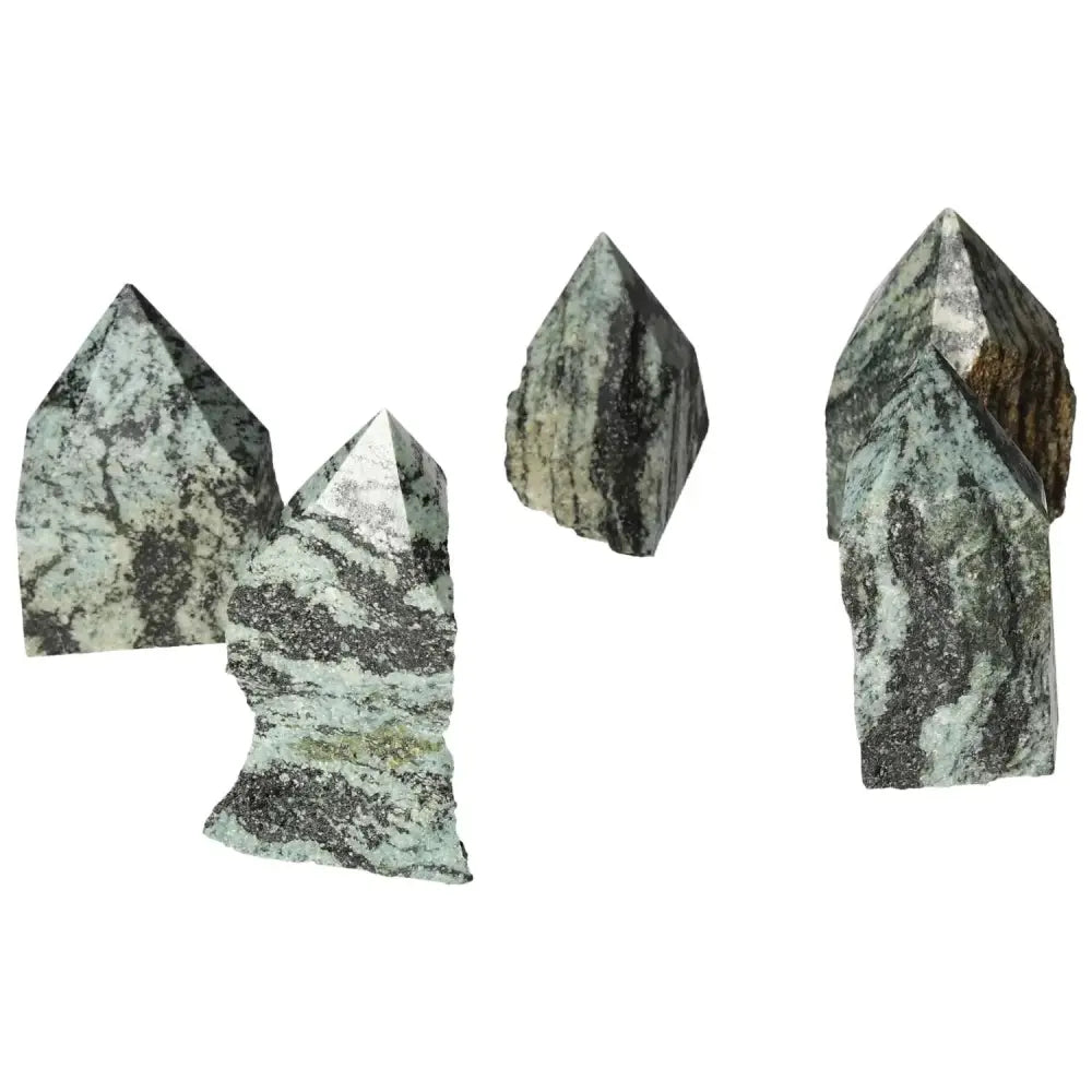 Polished Point Snake Jasper stones showcasing unique patterns, enhancing personal growth and spirituality, from Sylvia Crystals.