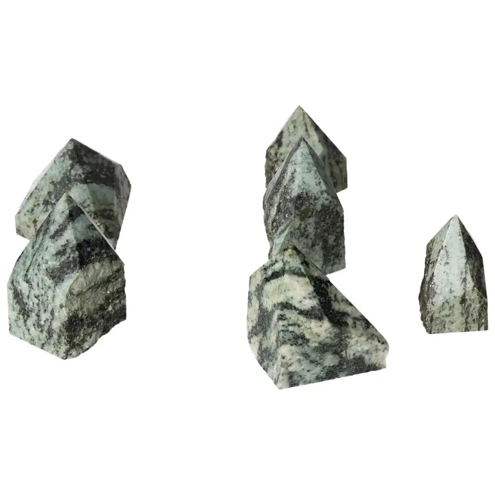 Polished Point Snake Jasper stones showcasing luxury and spirituality from Sylvia Crystals, known for grounding properties and unique beauty.