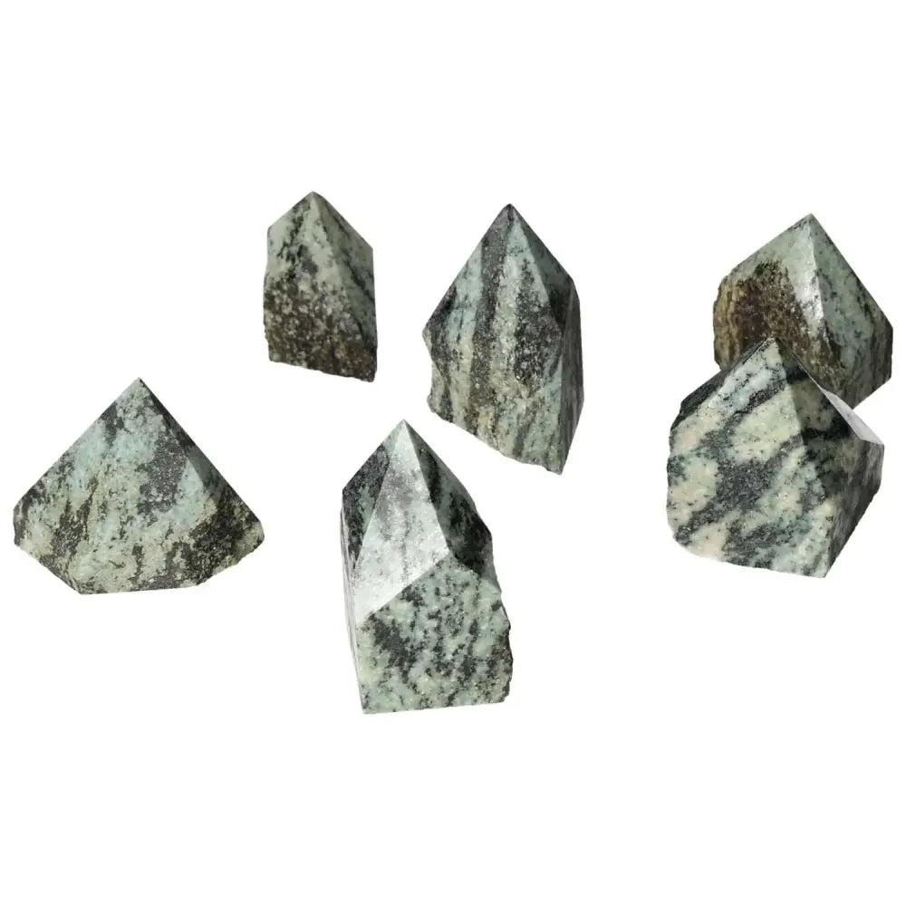 Polished Point Snake Jasper S crystals from Sylvia Crystals, showcasing premium quality and grounding properties.