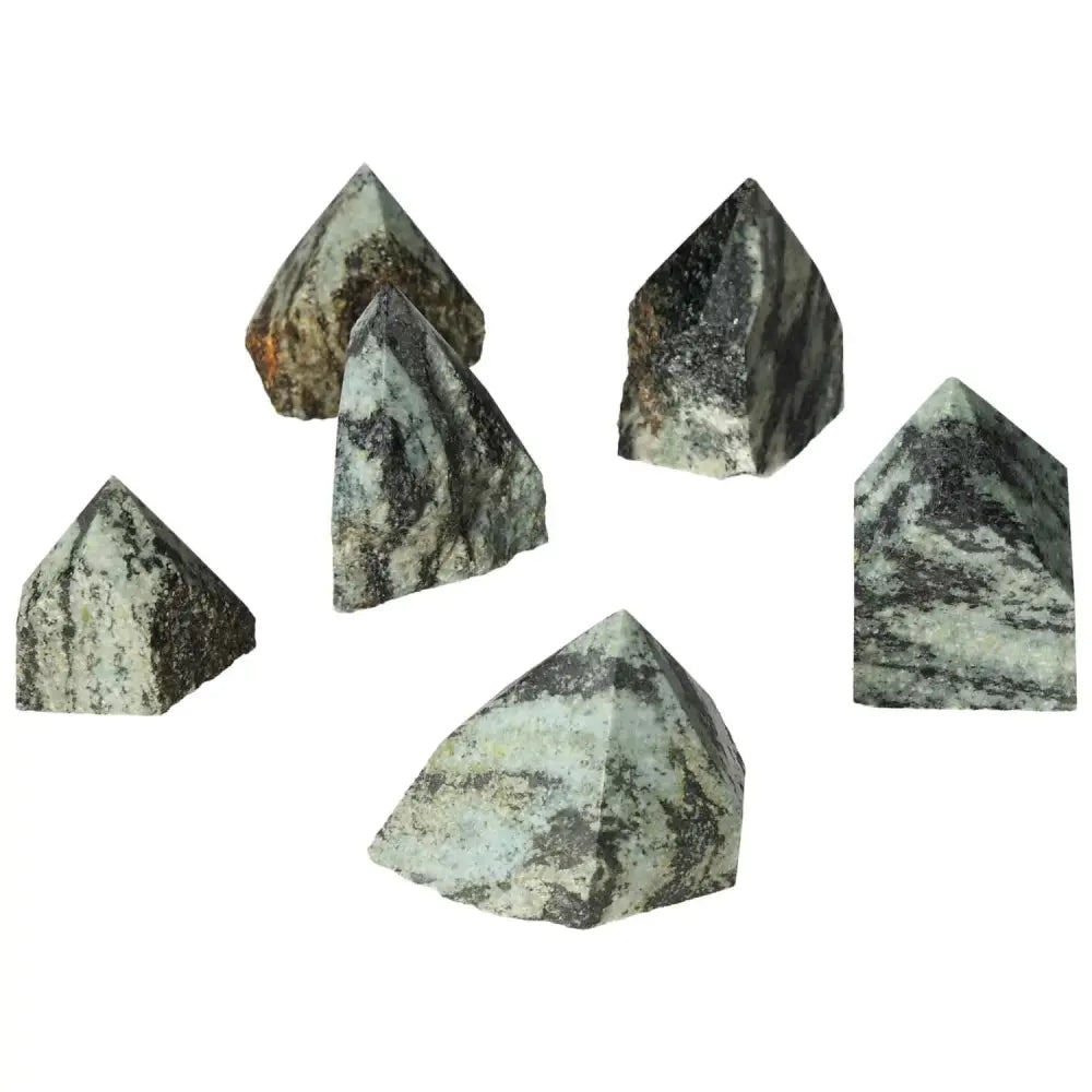 Polished Point Snake Jasper S crystals showcasing unique patterns and grounding energy, a luxury item from Sylvia Crystals collection.