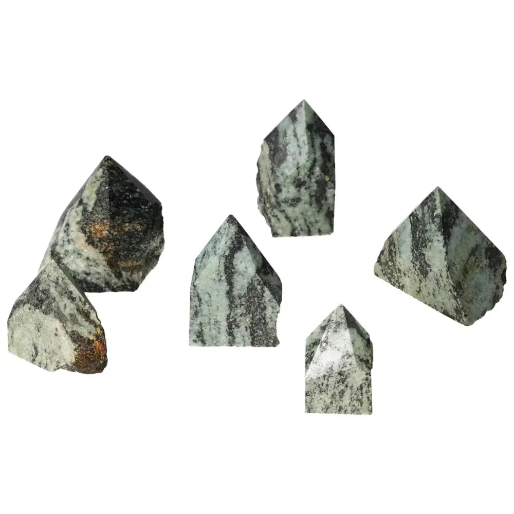 Polished Point Snake Jasper S stones showcasing unique patterns and grounding energy, from Sylvia Crystals' luxury collection.