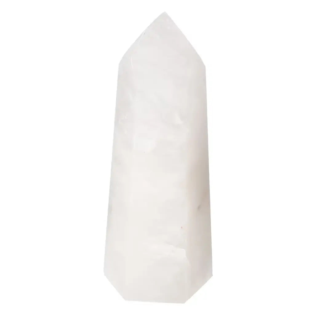 Polished Quartz Milky Obelisk from Sylvia Crystals, renowned for luxury and spiritual enhancement. Purifies and amplifies energies.