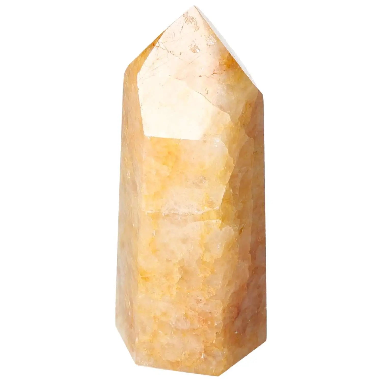 Polished Quartz Orange Obelisk by Sylvia Crystals, showcasing vibrant energy and elegance for creativity and warmth.
