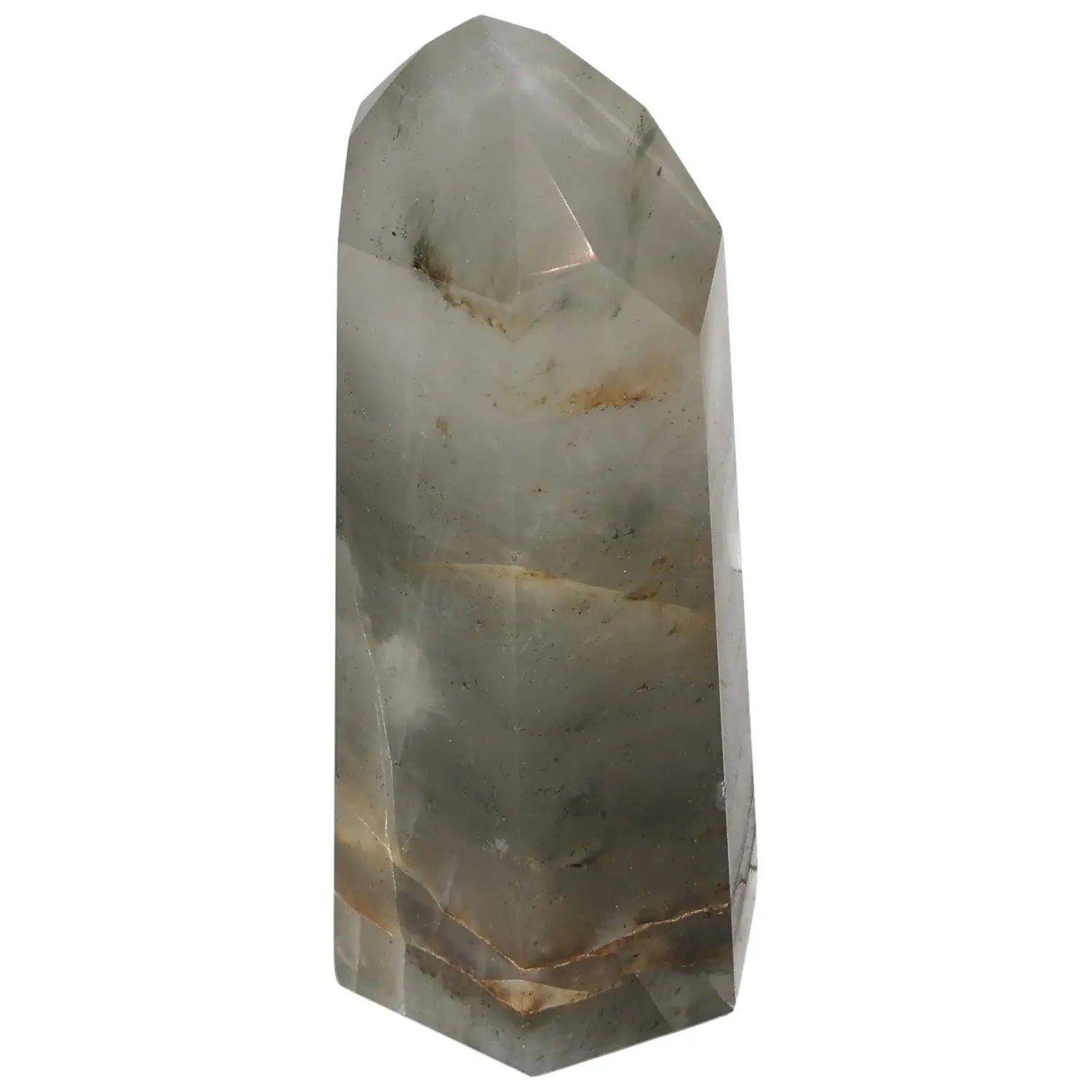 Polished Quartz Smoky Obelisk by Sylvia Crystals, enhances decision-making and grounding energy, ideal for professionals.