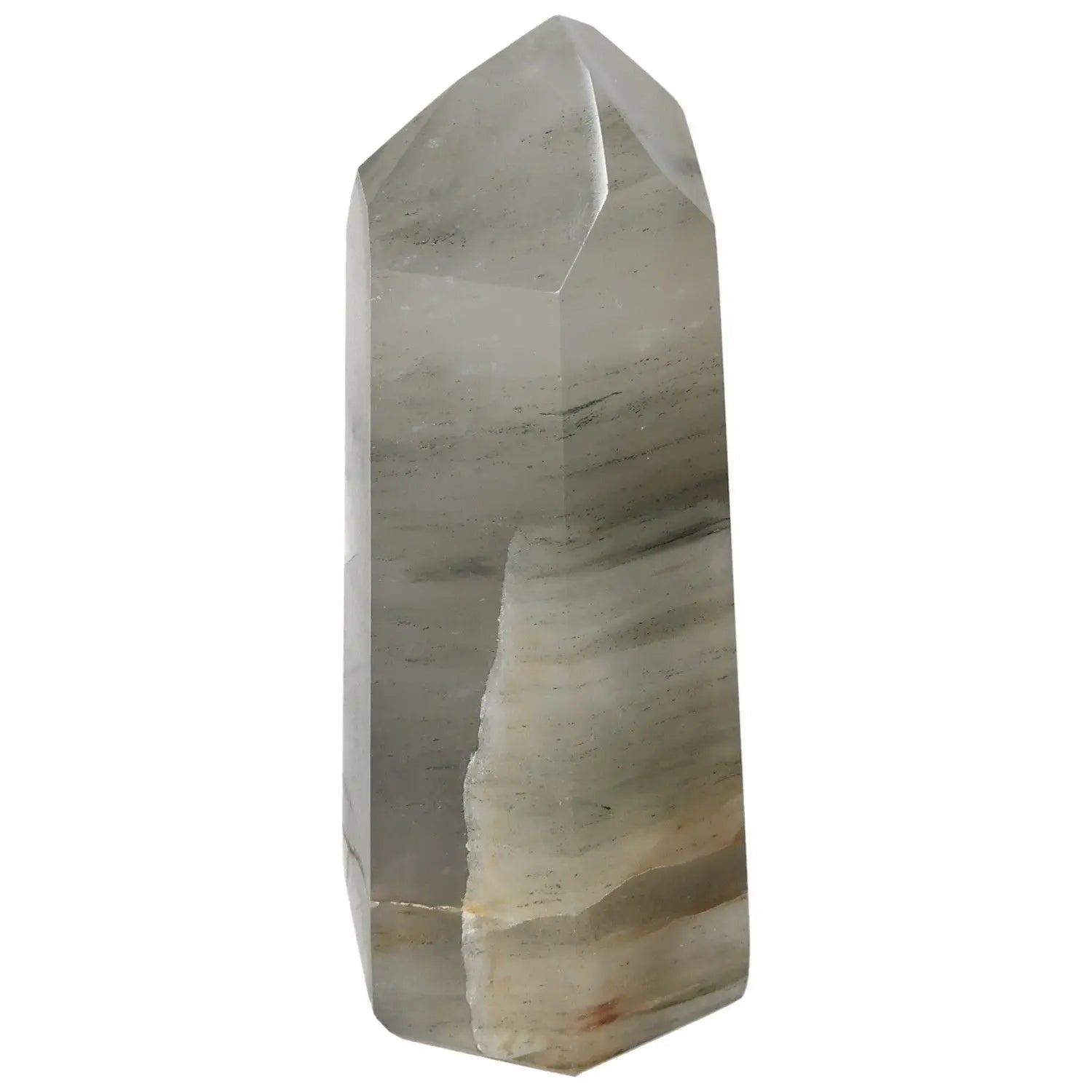 Alt Tag: Polished Quartz Smoky Obelisk by Sylvia Crystals, ideal for grounding energy and enhancing practical thinking, premium craftsmanship.
