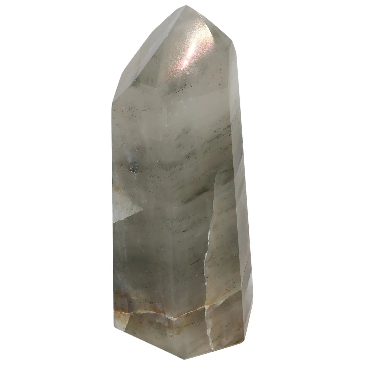 Polished Quartz Smoky Obelisk by Sylvia Crystals, showcasing premium craftsmanship and natural smoky quartz for grounding and clarity.