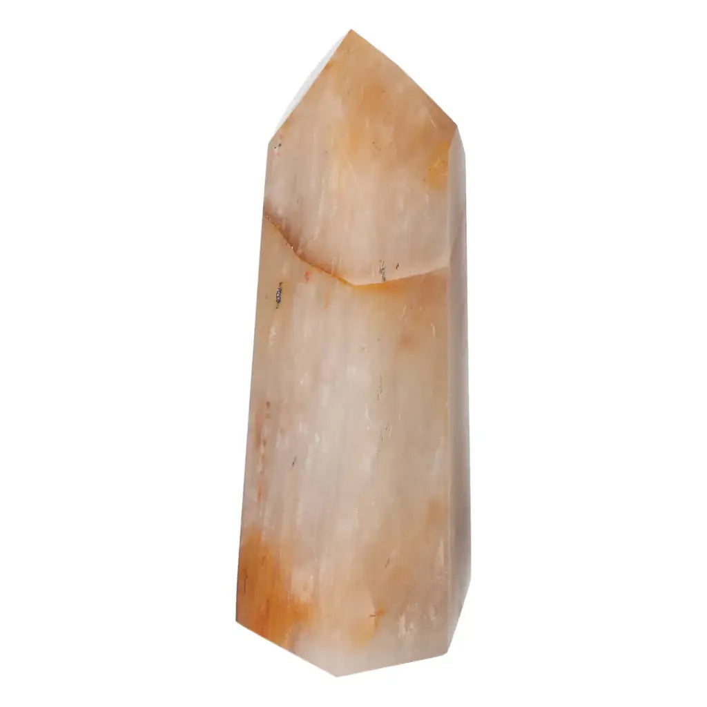 Polished Quartz Tangerine Obelisk from Sylvia Crystals, a premium gemstone offering warm, golden hues and spiritual elegance.