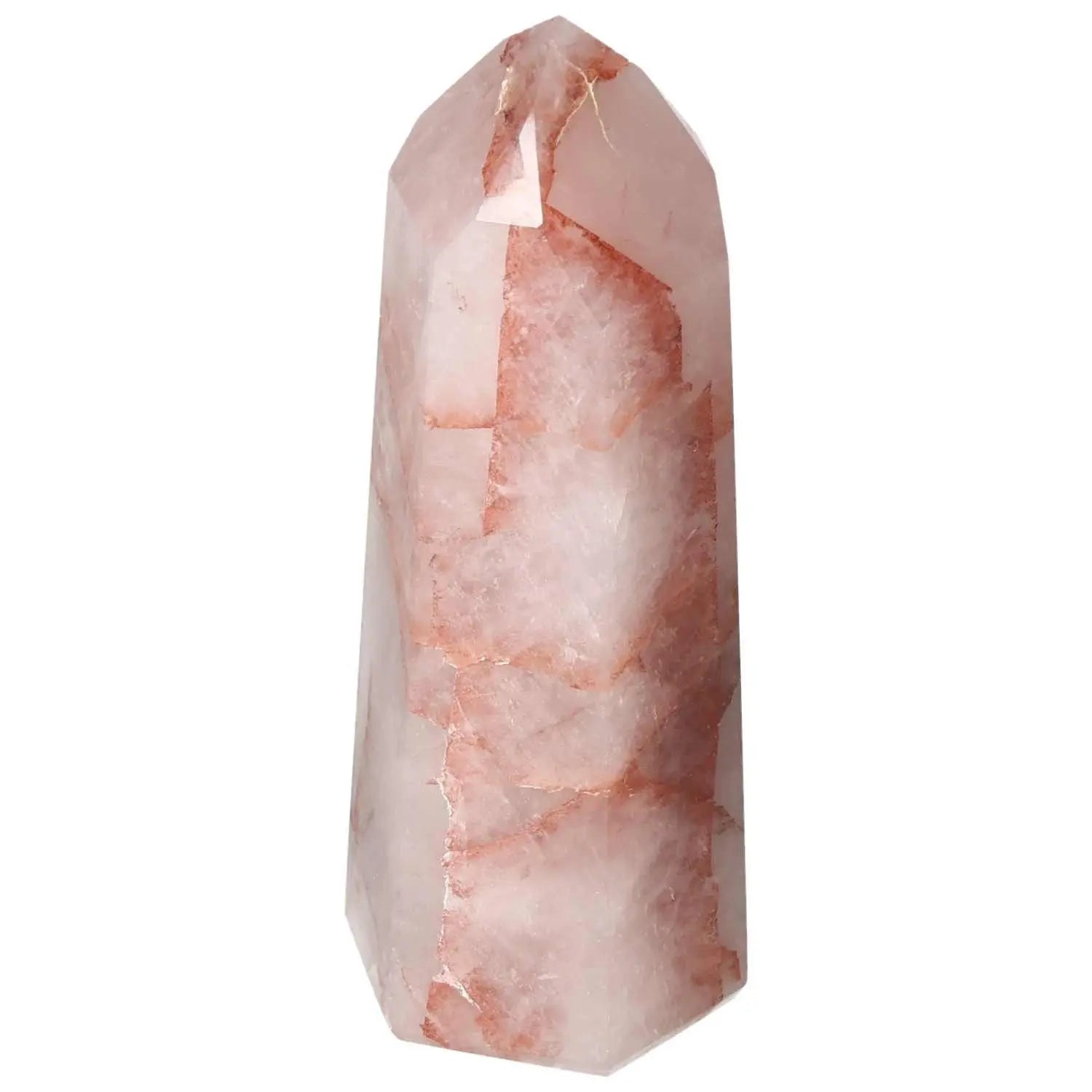 Polished Quartz Witch Hematite Obelisk from Sylvia Crystals, showcasing glossy surface and elegant design for spiritual elegance.