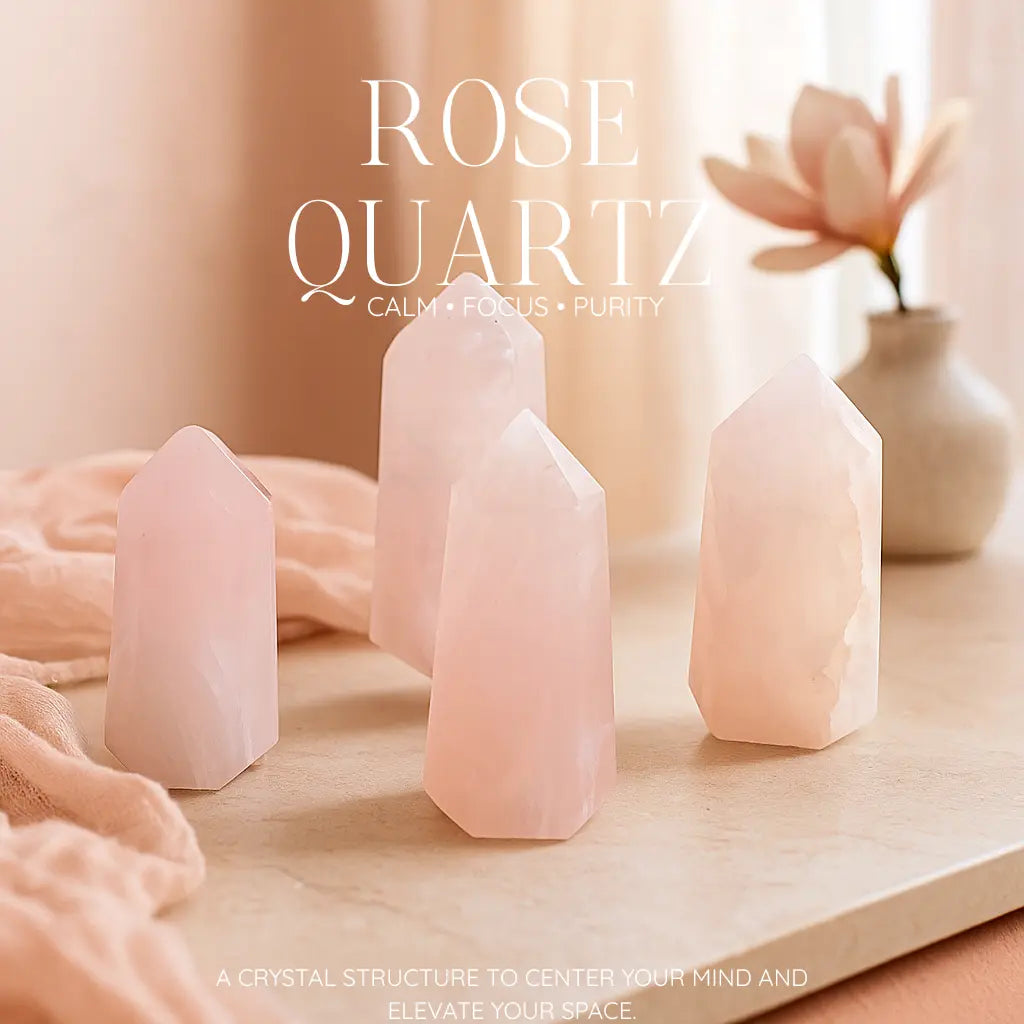 Polished Rose Quartz Obelisk L Sylvia Crystals Sp. z o.o.