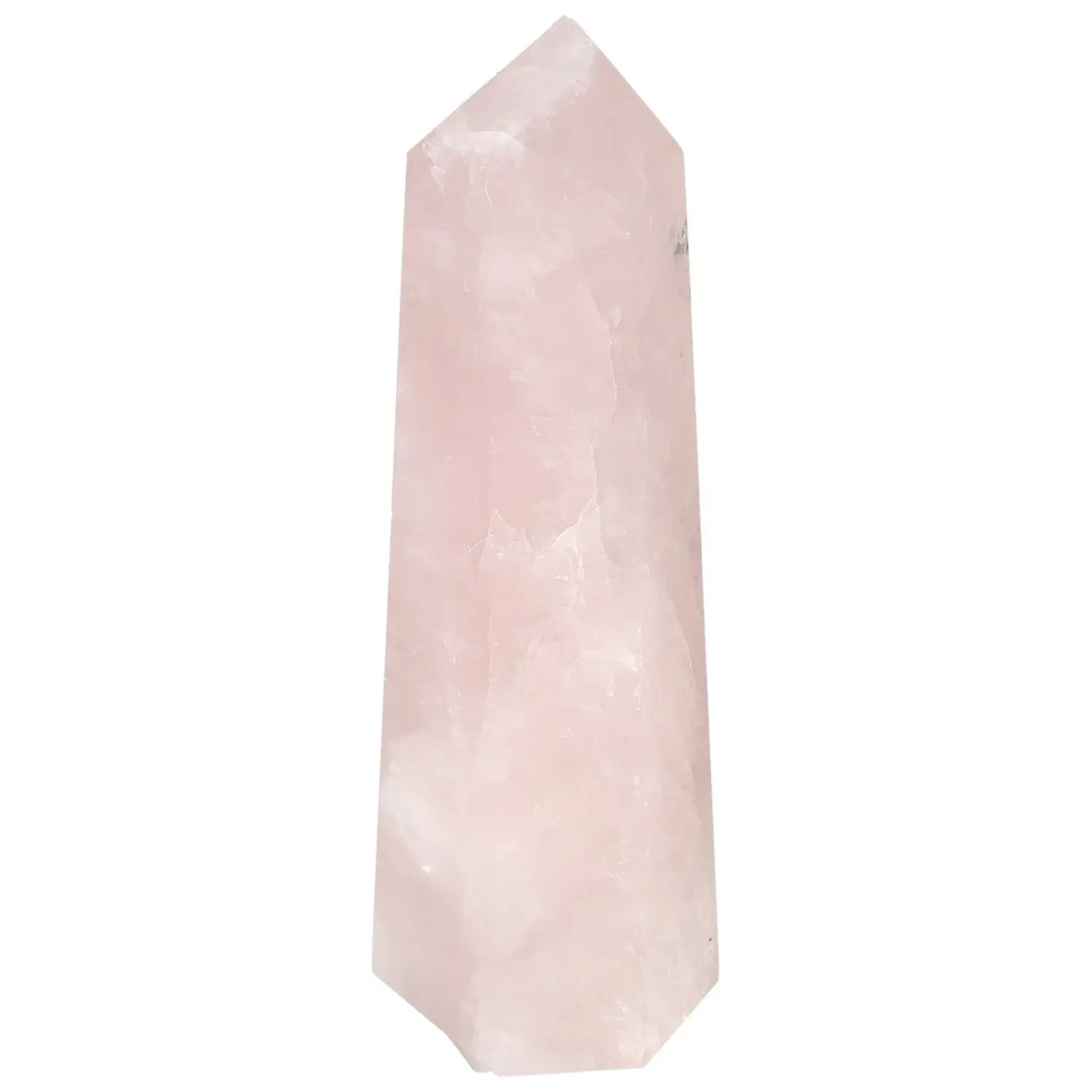 Polished Rose Quartz Obelisk from Sylvia Crystals, showcasing elegant pink hues and spiritual luxury in contemporary design.