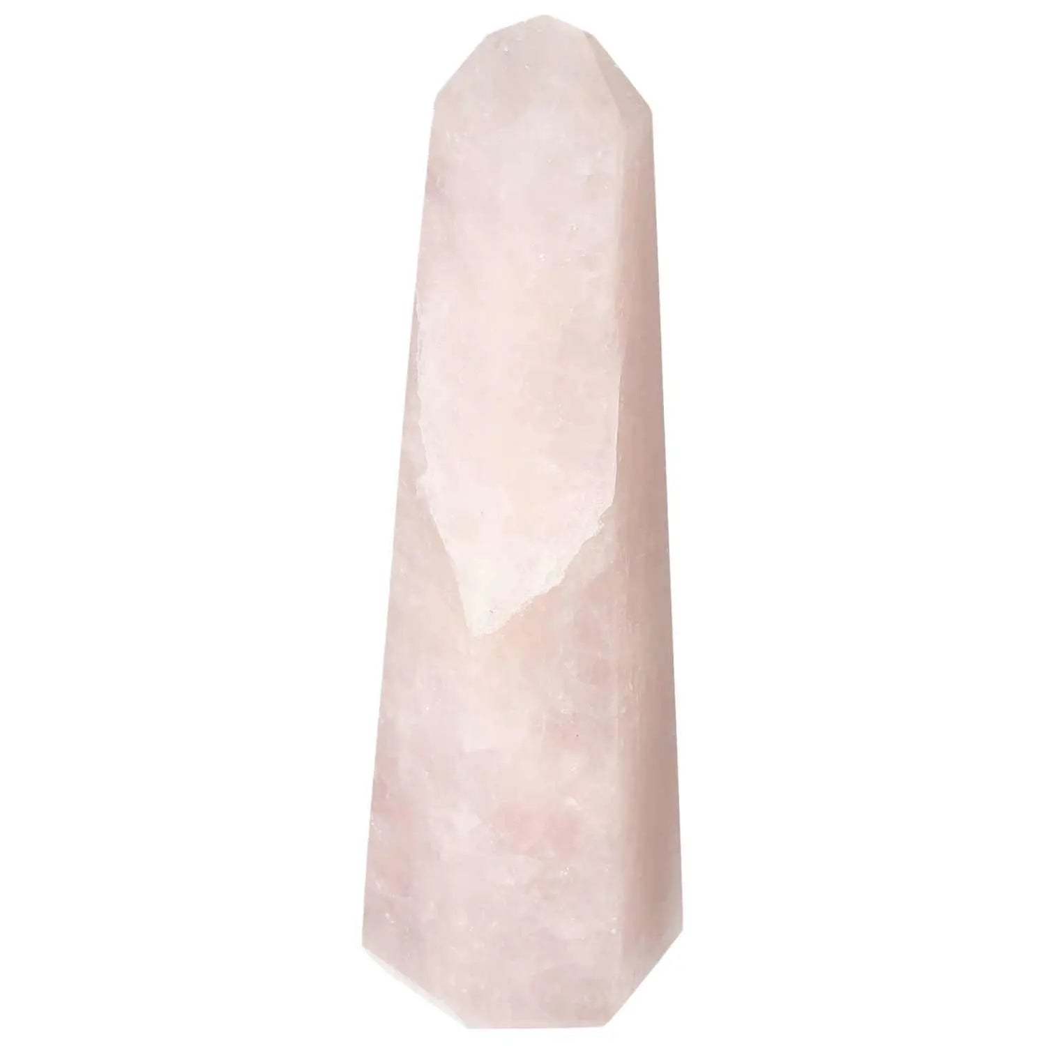 Polished Rose Quartz Obelisk by Sylvia Crystals, showcasing elegant pink hues and exquisite craftsmanship for a luxury touch.
