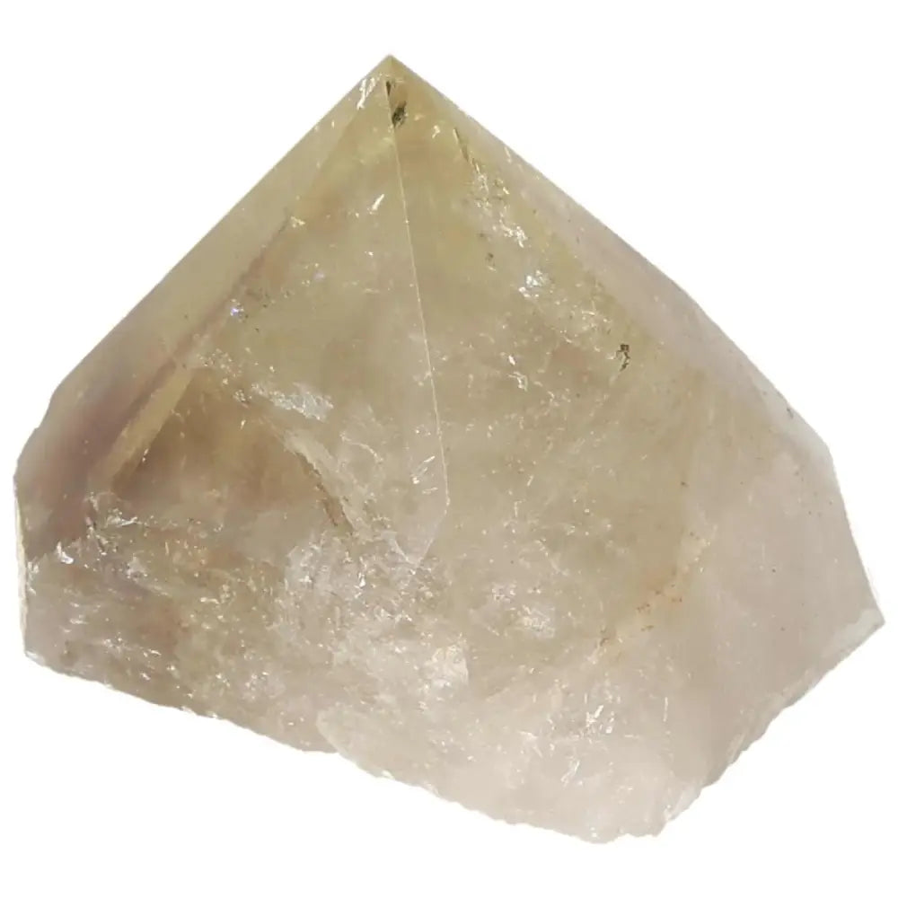 Polished Smoky Quartz Point crystal with a pointed tip, known for its grounding and protective energy properties, from Sylvia Crystals.