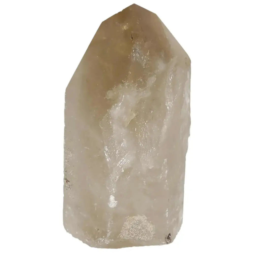 Polished Smoky Quartz Point by Sylvia Crystals, renowned for grounding properties and protection against negative energies.