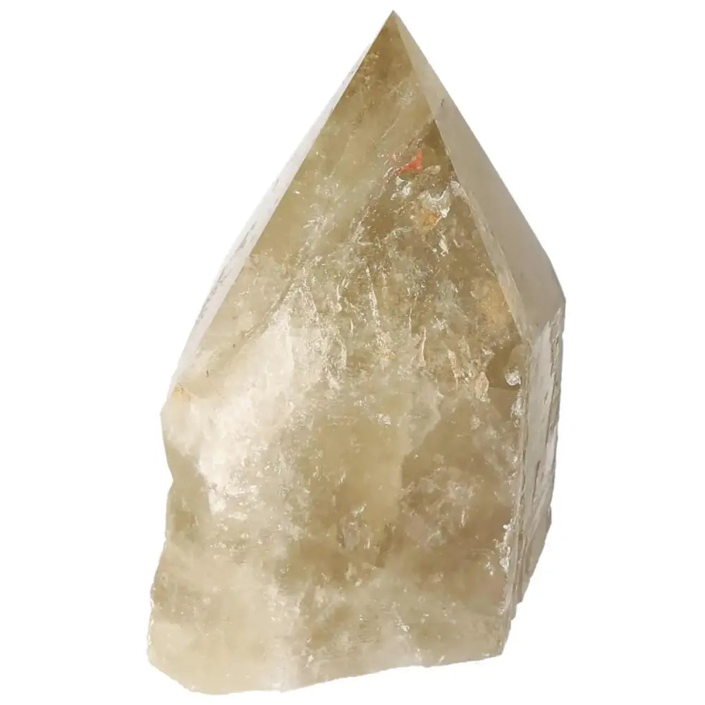 Polished Smoky Quartz Point crystal from Sylvia Crystals, showcasing premium clarity and grounding energy for spiritual enhancement.
