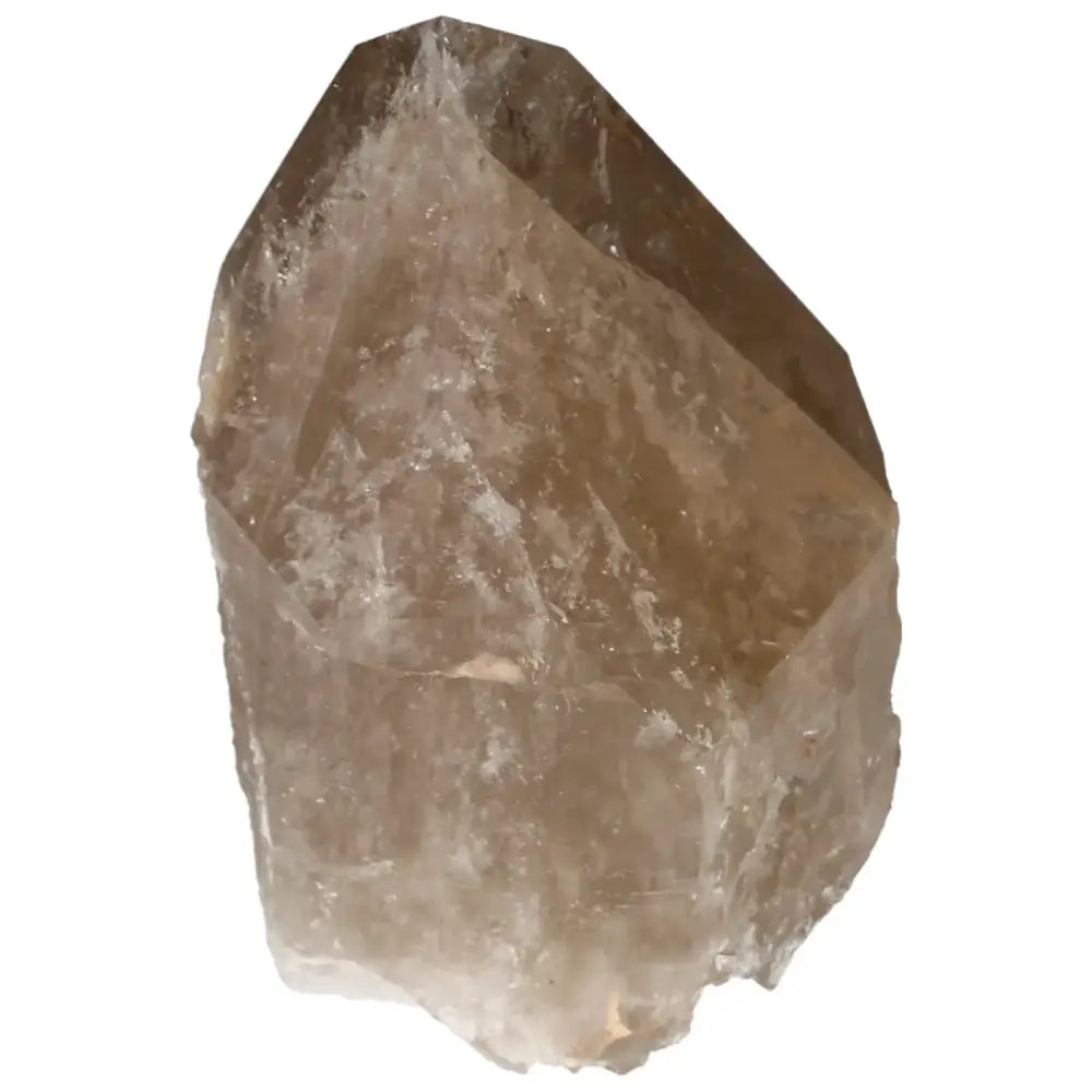Polished Smoky Quartz Point crystal from Sylvia Crystals, showcasing natural beauty and grounding energy, known for protective qualities.
