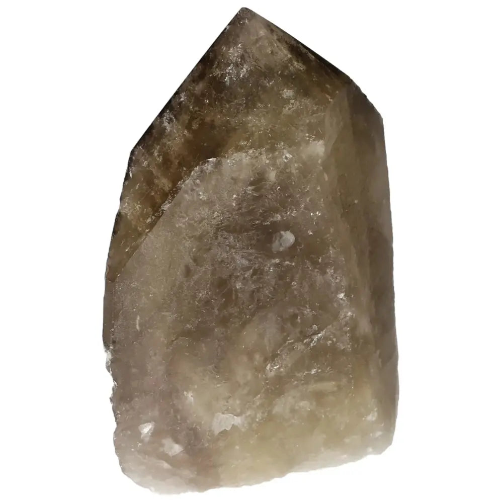 Polished Smoky Quartz Point crystal with luster, known for grounding and healing energy, from Sylvia Crystals collection.