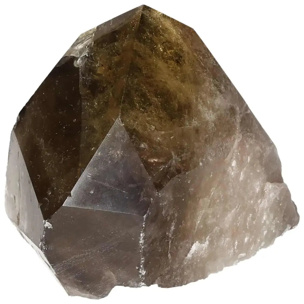 Polished Smoky Quartz Point crystal from Sylvia Crystals, known for its grounding and protective healing properties.