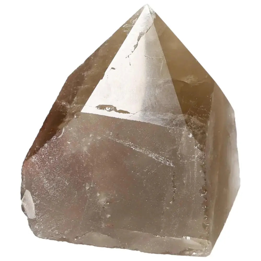 Polished Smoky Quartz Point crystal from Sylvia Crystals, showcasing its elegant and grounding properties.