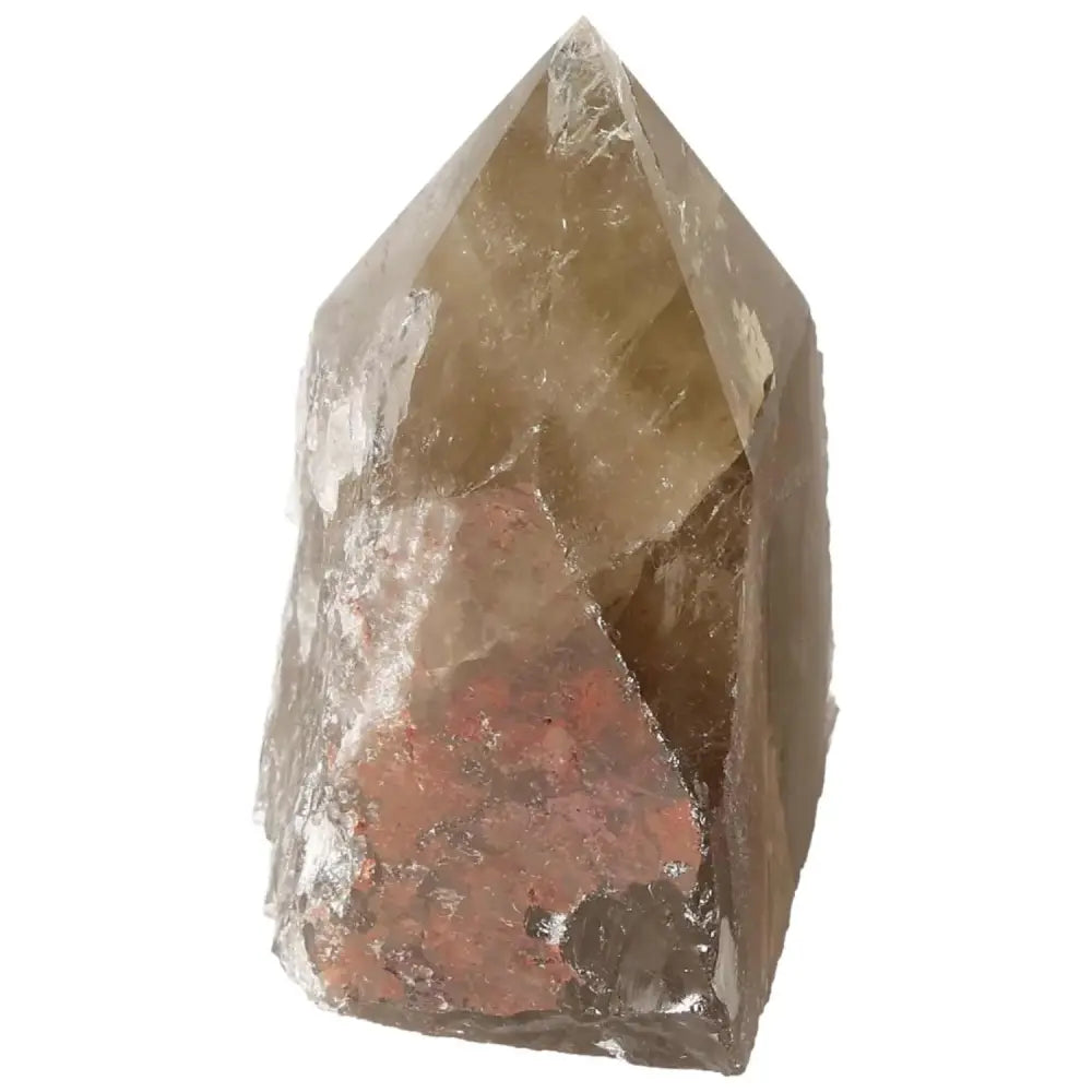 Polished smoky quartz point crystal with grounding properties, offered by Sylvia Crystals, combining elegance with spiritual energy.