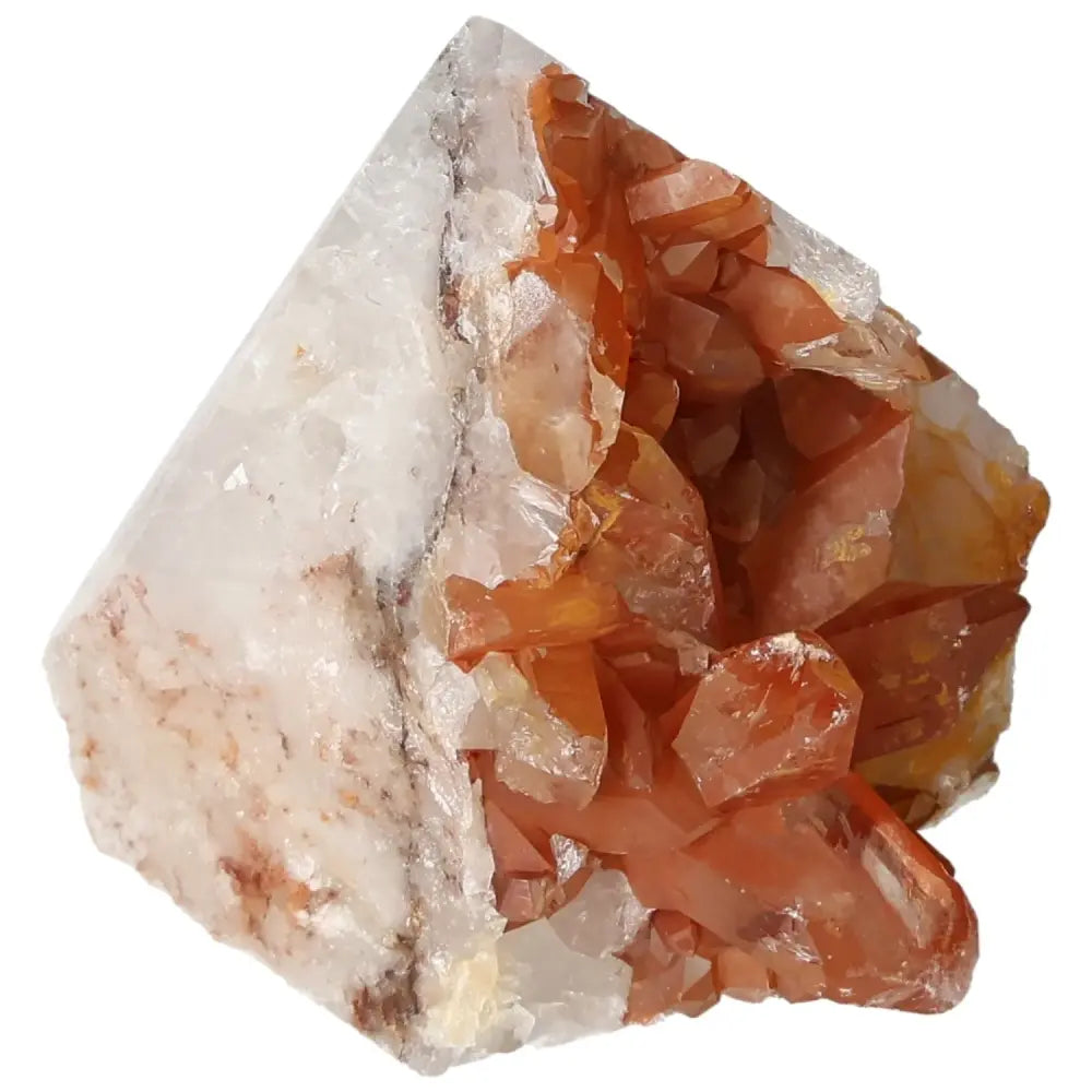 Polished Tangerine Quartz Point by Sylvia Crystals, showcasing vibrant hues and unique properties, ideal for collectors and enthusiasts.