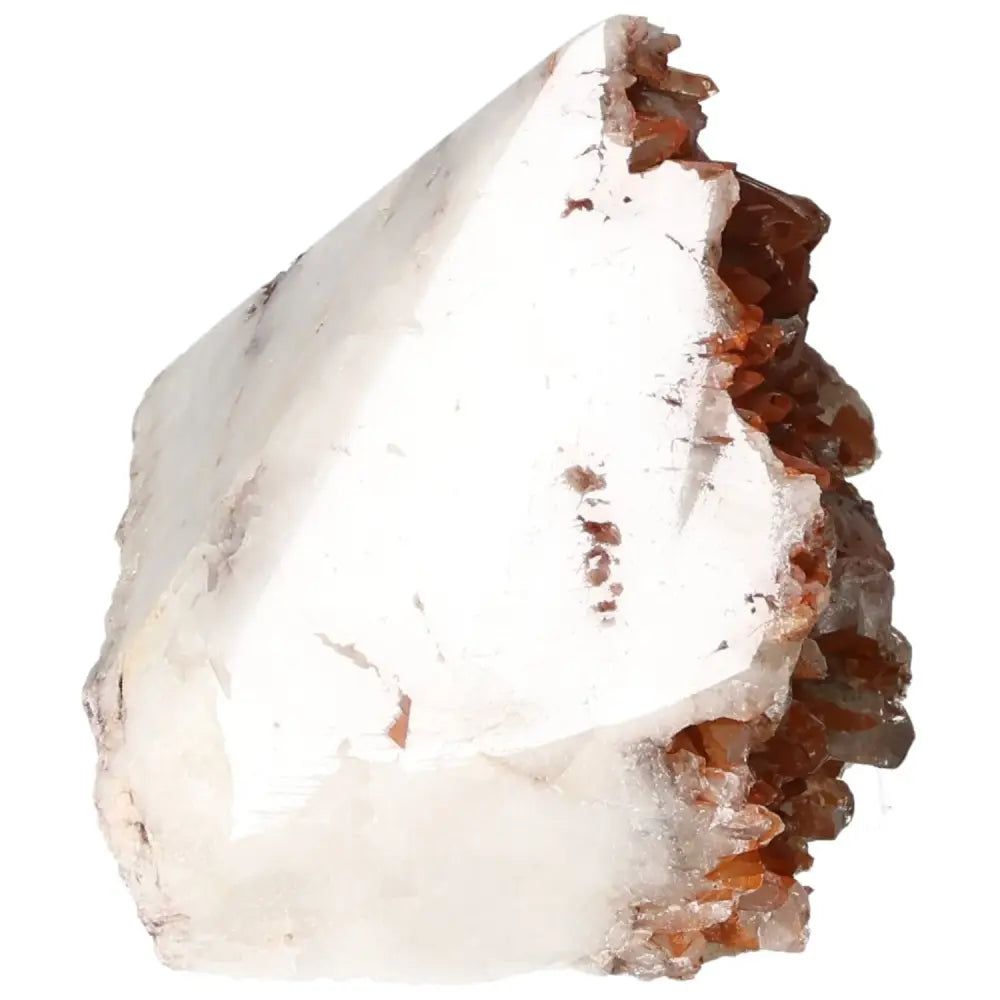 Polished Tangerine Quartz Point with vibrant hues and clarity, from Sylvia Crystals, ideal for spiritual and luxury collections.