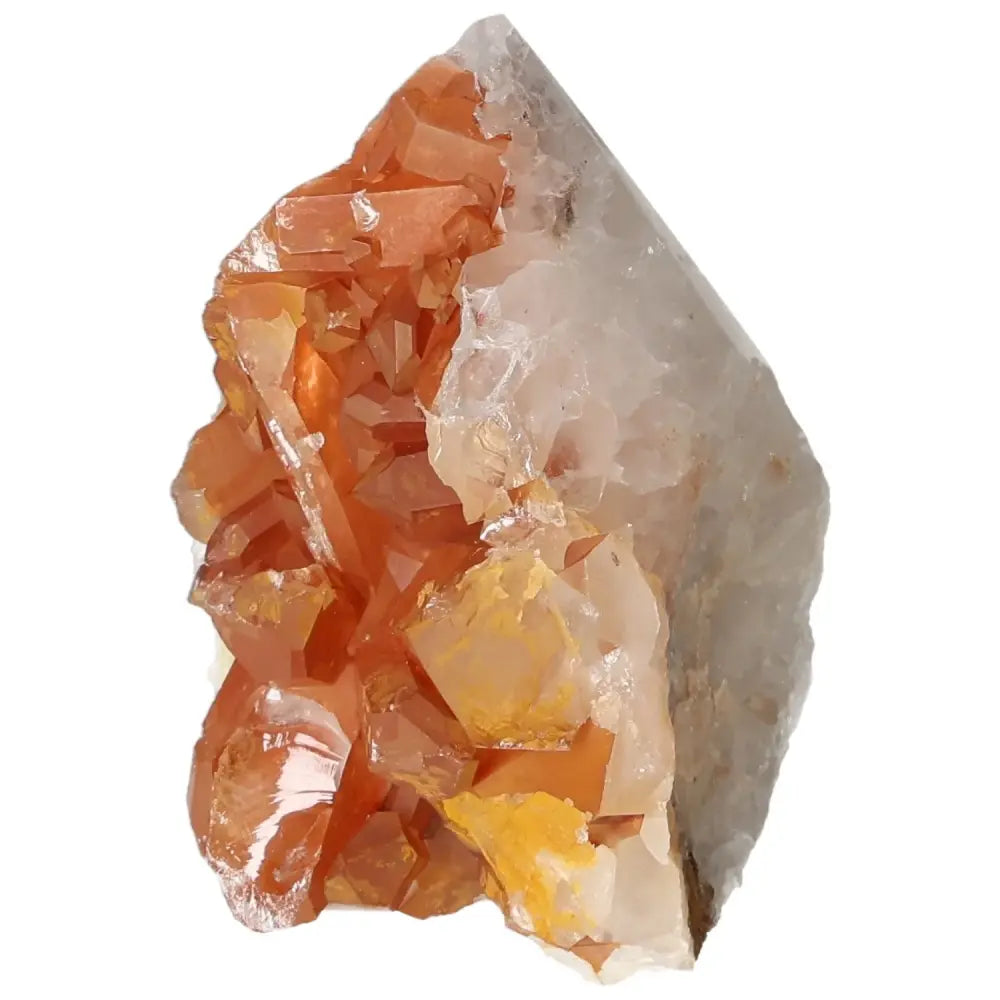 Polished Tangerine Quartz Point with vibrant hues, handpicked by Sylvia Crystals for discerning collectors.