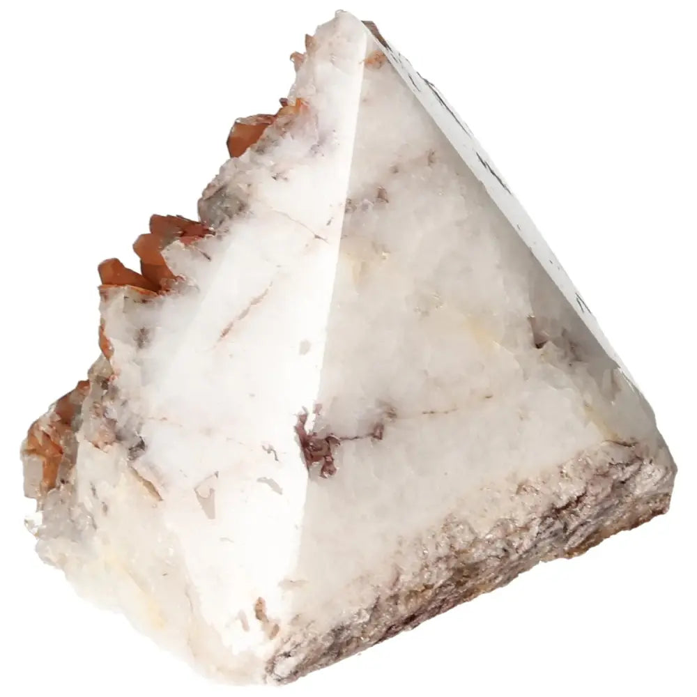 Polished Tangerine Quartz Point from Sylvia Crystals, showcasing vibrant hues and clear structure.