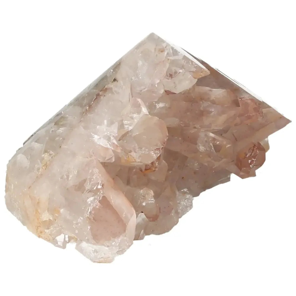 Polished Tangerine Quartz Point with vibrant orange hue from Sylvia Crystals, symbolizing tranquility and transformation.