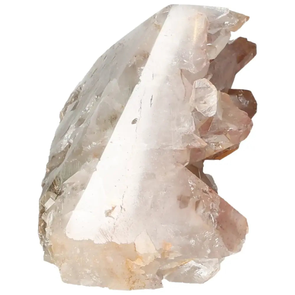 Polished tangerine quartz point showcasing vibrant orange hues and crystal clarity from Sylvia Crystals collection.