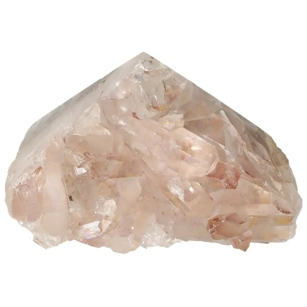 Polished Tangerine Quartz Point from Sylvia Crystals, showcasing vibrant orange hue for tranquility and transformation.